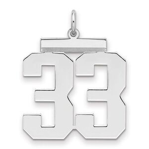Sterling Silver, Athletic Collection, Large Polished Number 33 Pendant